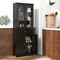 63 Inch Tall Freestanding Bathroom Storage Cabinet with 3-Position Adjustable Shelves and 2 Glass Doors